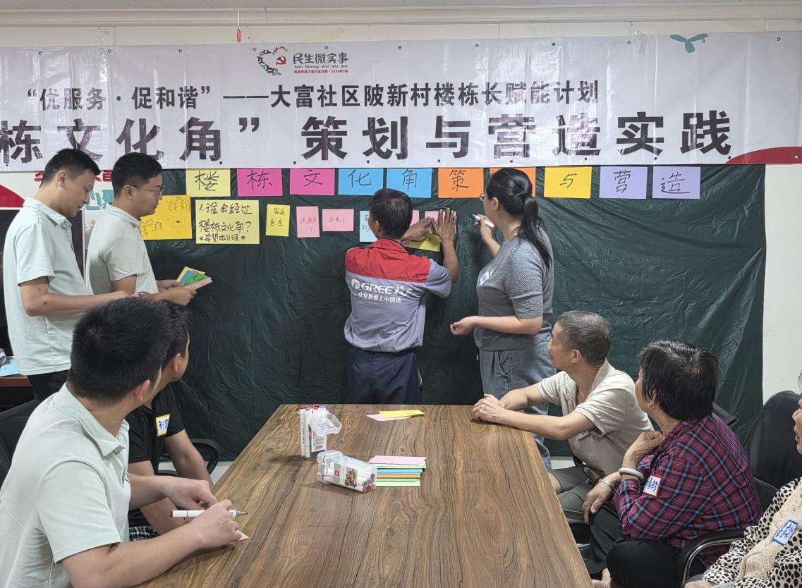 楼栋长居民骨干齐动手，观澜街道大富社区楼栋文化角从想法变实物